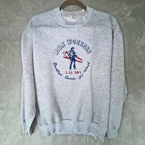 Iron Workers Vintage Gray L Sweatshirt Brooklyn Queens L.U.361 Lifewear United